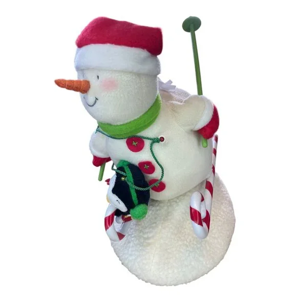 Hallmark Swooshin Duo Animated Musical Light Up Plush Snowman Penguin Skiing Jin - Picture 4 of 16